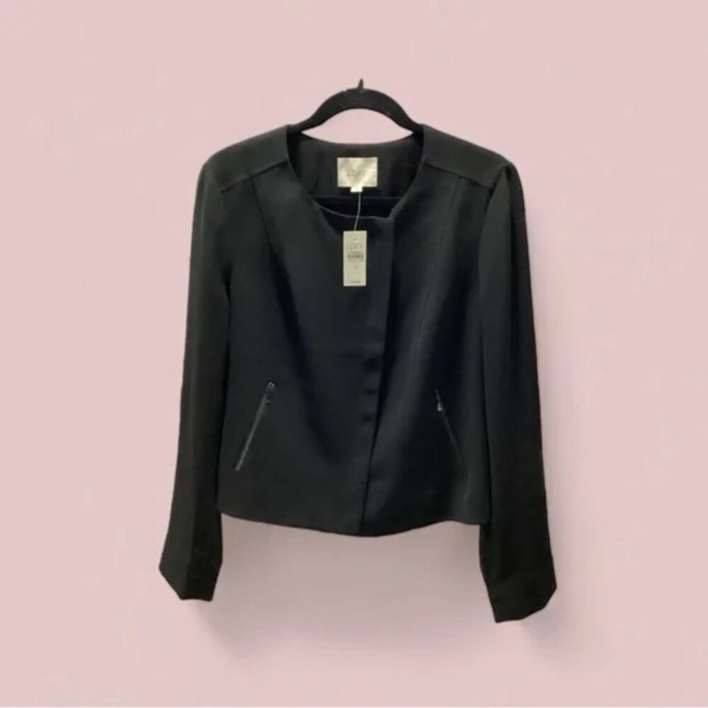 NWT Black Loft Zipper Jacket, Size 10